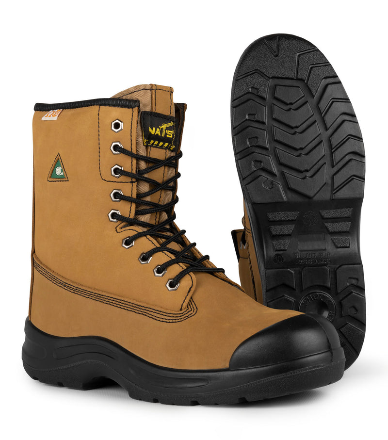 Nat s S456 Men s 8 Nubuck Leather Work Boots CSA ESR Steel Toe Tan