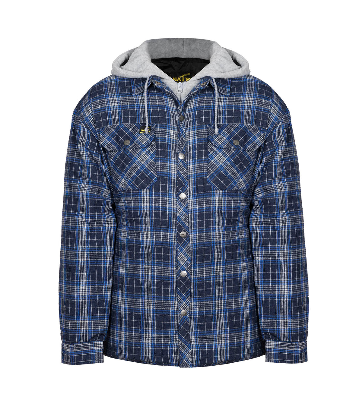 新品本物Quilted Lined Hooded Flannel ShirtM Forcefield Blue Hooded Plaid Quilt-Lined Flannel Shirt Jacket – Hi